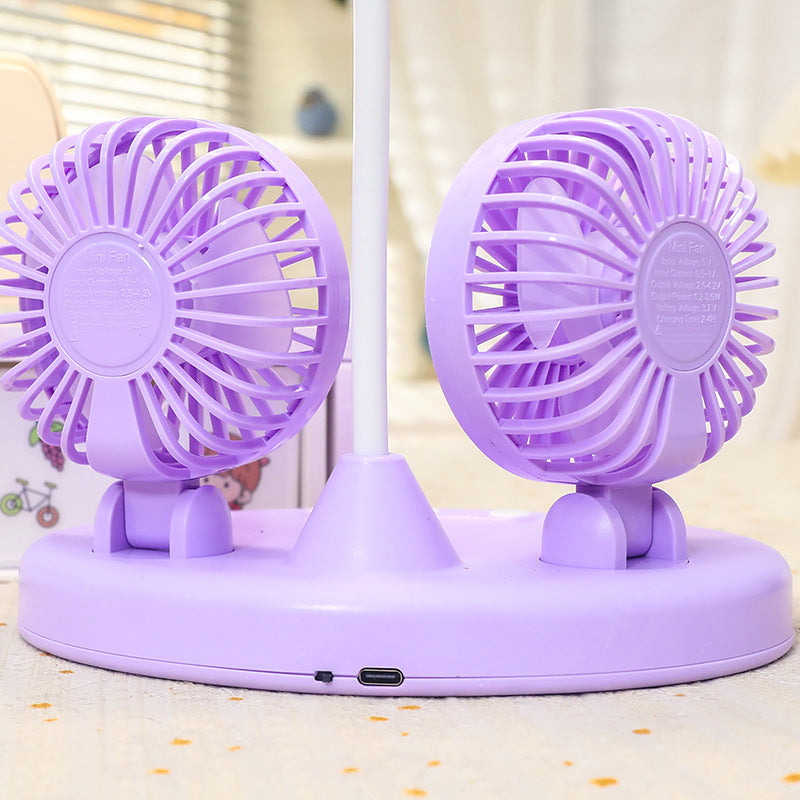 Multifunksjonell skrivebordslampe for damer med to integrerte vifter Luvikno