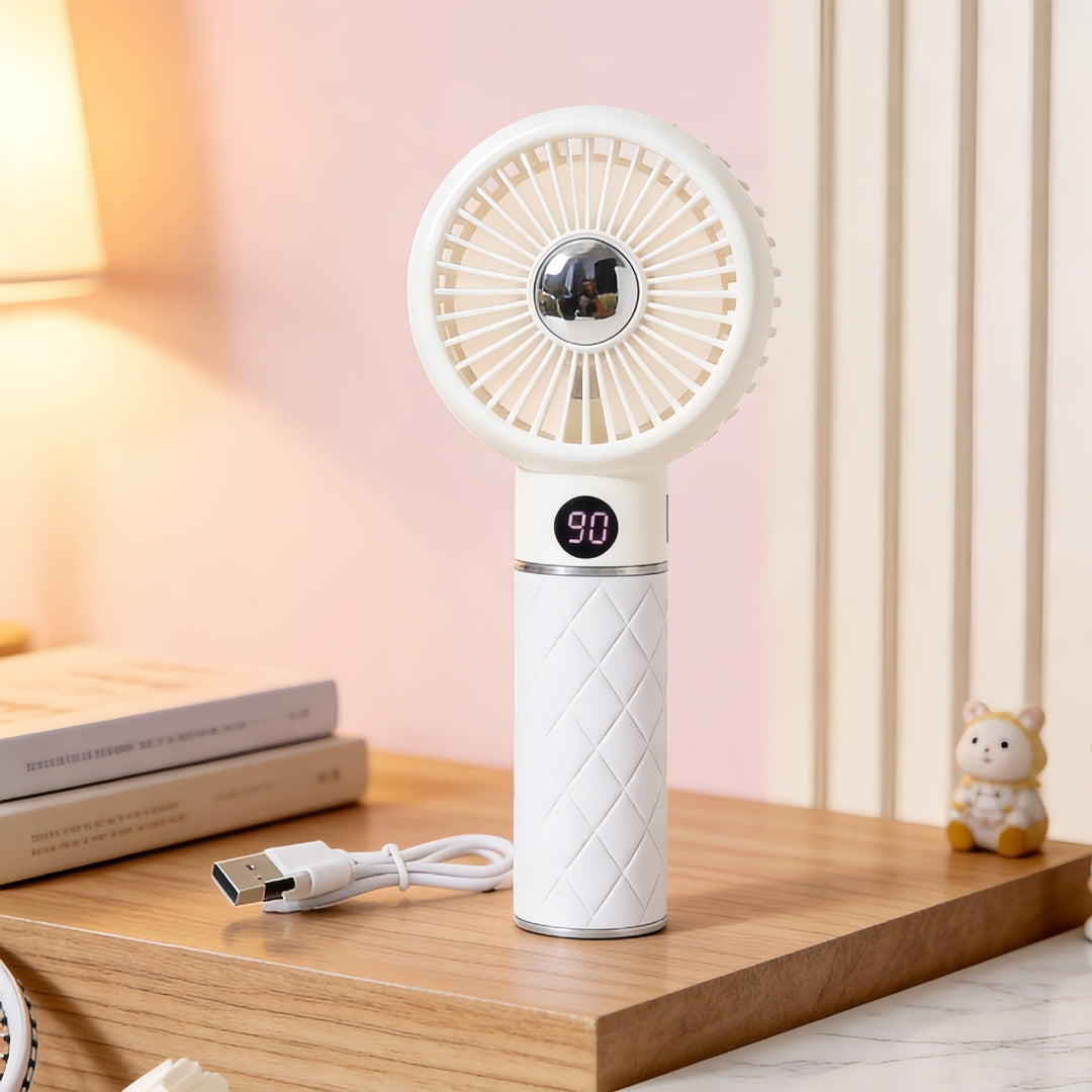 Bærbar håndvifte med digital temperaturvisning og behagelig design Luvikno