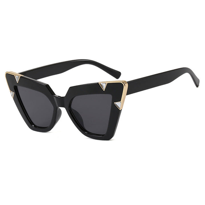 Dame Cat-Eye solbriller med luksuriøst motiv og beskyttende UV-filter Luvikno