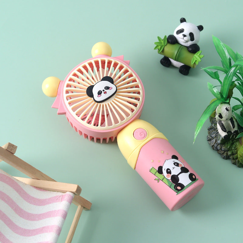 Unisex nan tragbar håndvifte barnevennlig med panda-motiv og myke silikonører Luvikno