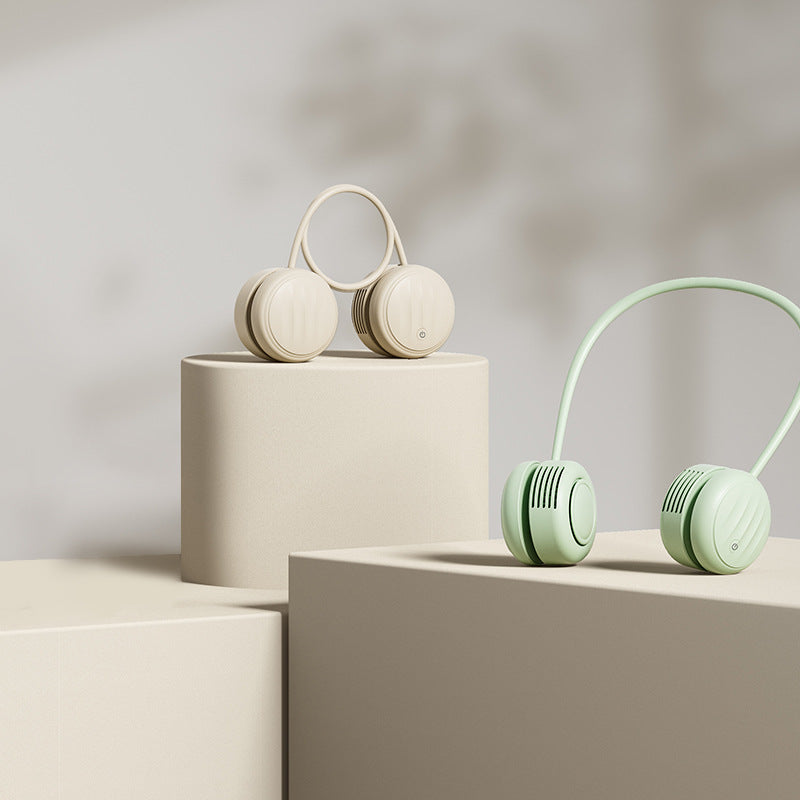 Kjølende handsfree dual-hodet bærbar nakkevifte med fleksibel gåsehals og USB-C opplading Luvikno