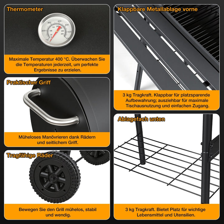 Offset Smoker Kullgrill med Side Firebox BBQ | Luvikno