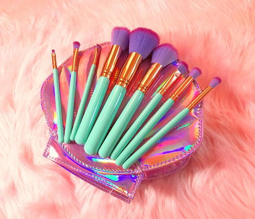 Mermaid Makeup Brushes - 10 Delt sett | Luvikno