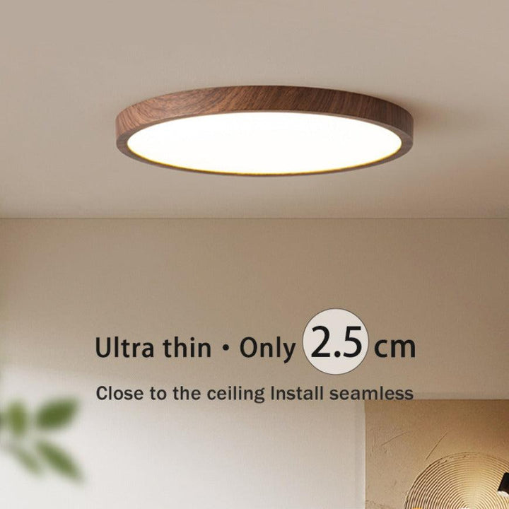 Luvikno | Moderne Sirkulær Taklampe med Justerbart LED-belysning i Varm Valnøttfarge for Stue og Soverom