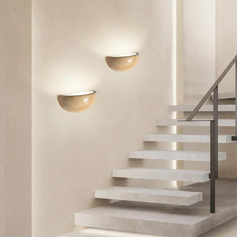 Stein Vegglampe – Elegant LED Vegglampe laget av Naturlig Stein for Stue og Soverom | Luvikno