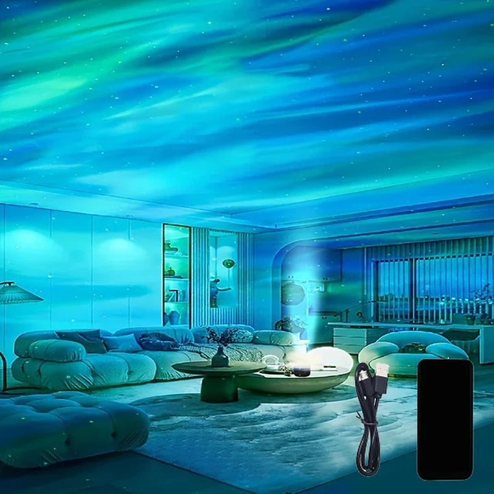 Luvikno | Polariva Nordlys Prosjektor med Musikk Synkronisering og Fjernkontroll for RGB Atmosfære Belysning