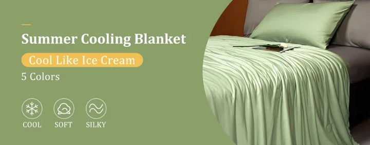 Air Condition Sommer Komforter — Ren Farge Is Silke Kjøleteppe, Lett & Glatt Twin/King Størrelse Quilt | Luvikno