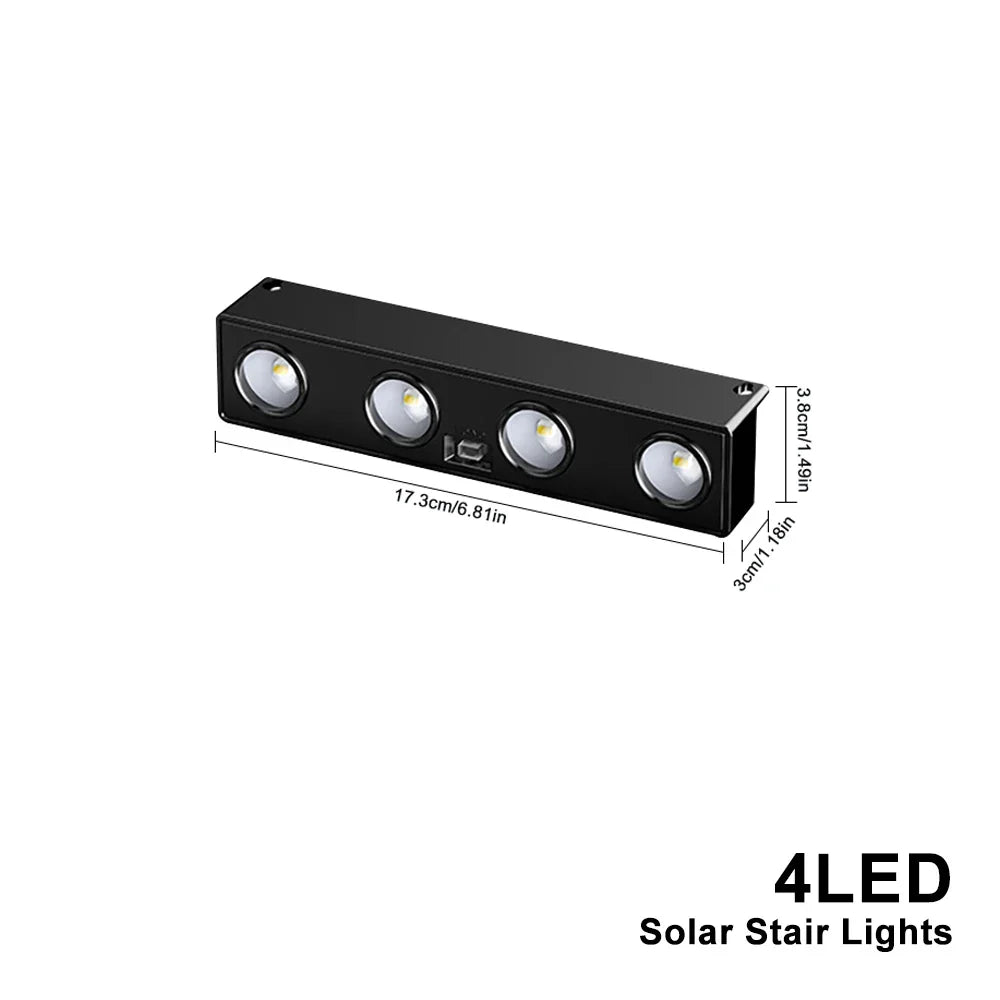 Luvikno | Solavera LumiFence Sollys | 4-delt sett LED utendørslys | IP54 værbestandig | Aluminium | For hage, gjerde & terrasse