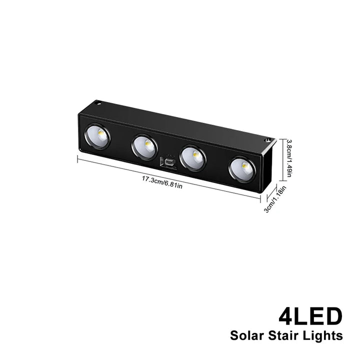 Luvikno | Solavera LumiFence Sollys | 4-delt sett LED utendørslys | IP54 værbestandig | Aluminium | For hage, gjerde & terrasse