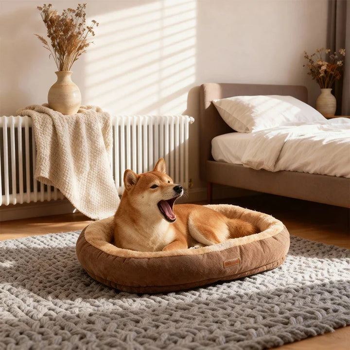 Oval Plush Bed for Dogs & Cats Luvikno