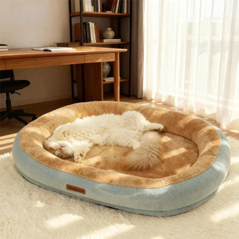 Oval Plush Bed for Dogs & Cats Luvikno