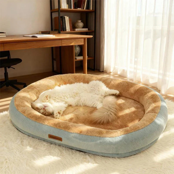 Oval Plush Bed for Dogs & Cats Luvikno