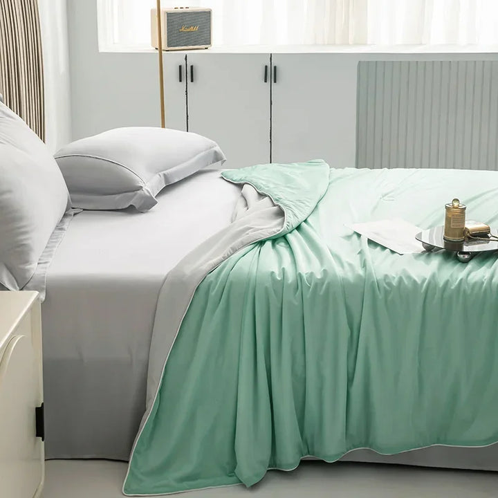 Air Condition Sommer Komforter — Ren Farge Is Silke Kjøleteppe, Lett & Glatt Twin/King Størrelse Quilt | Luvikno