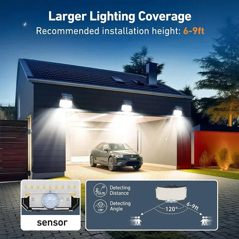 Luvikno | LumaXpert 234 | Solar ute spotlight med bevegelsessensor | 3 lysmoduser og fjernkontroll | IP65 vanntett