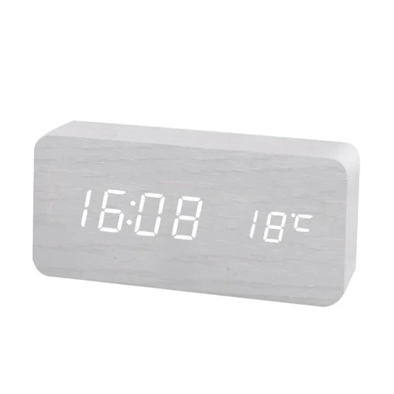 Luvikno | Digital vekkerklokke laget av tre | LED-skjerm | Moderne design | Stille | Miljøvennlig