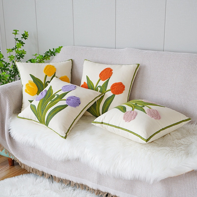 Brodert tulipanputeomslag | Luvikno