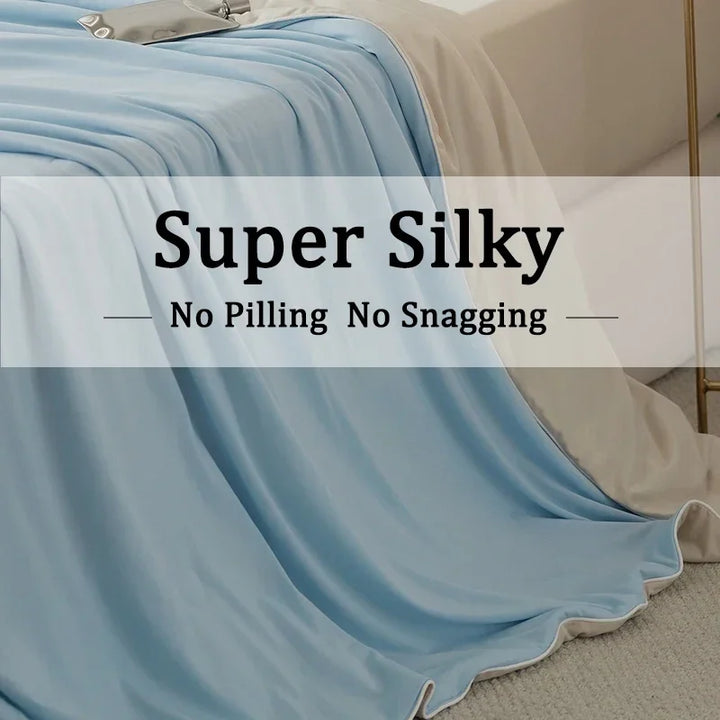 Air Condition Sommer Komforter — Ren Farge Is Silke Kjøleteppe, Lett & Glatt Twin/King Størrelse Quilt | Luvikno