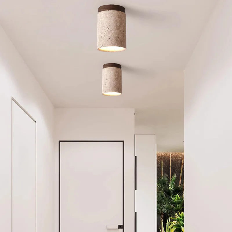 ÉclatPierre - Elegant Travertin Innfelt LED Lampe Luvikno