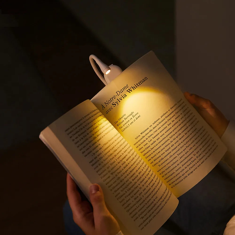 Luvikno | Mini Boklys - Bærbart Klips-Lys med USB-lading, Dimmbar LED for Soverom, Øyevern og Camping - 360° Vri Klips Boklampe