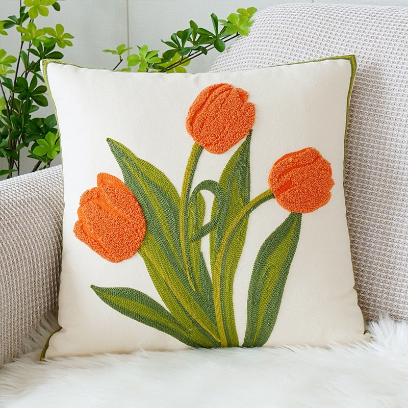 Brodert tulipanputeomslag | Luvikno