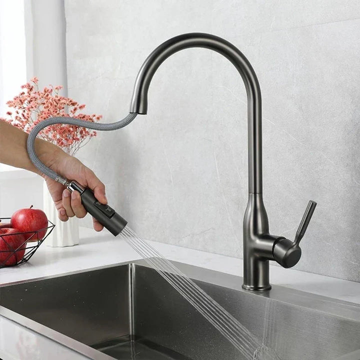 AquaStream Luxe – Justerbar Kjøkkenkran med Hånddusj Luvikno