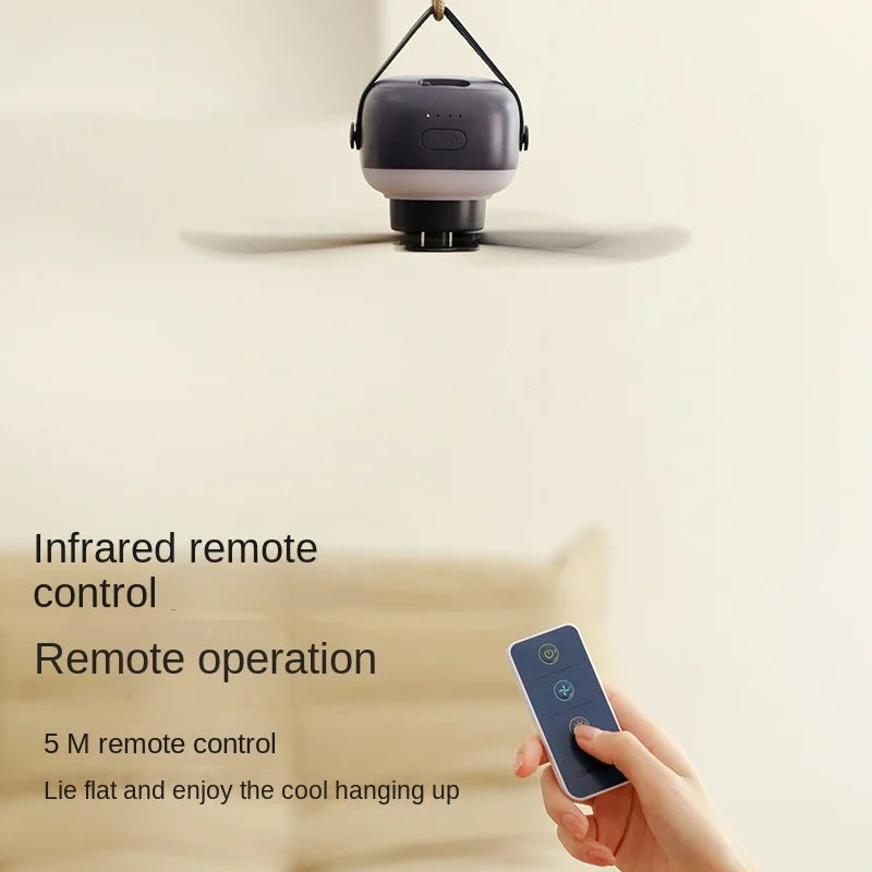 Bærbar trådløs mini takvifte – USB-vifte med fjernkontroll, stativ, nattlys for hjemmet, utendørs & camping | Luvikno