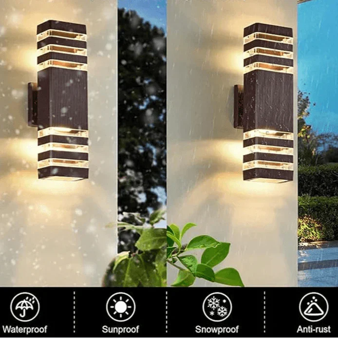 Luvikno | LumiBloc LED utendørsvegglys | Opp & Ned effekt | E27 sokkel | IP65 vanntett | Moderne design for hage & balkong