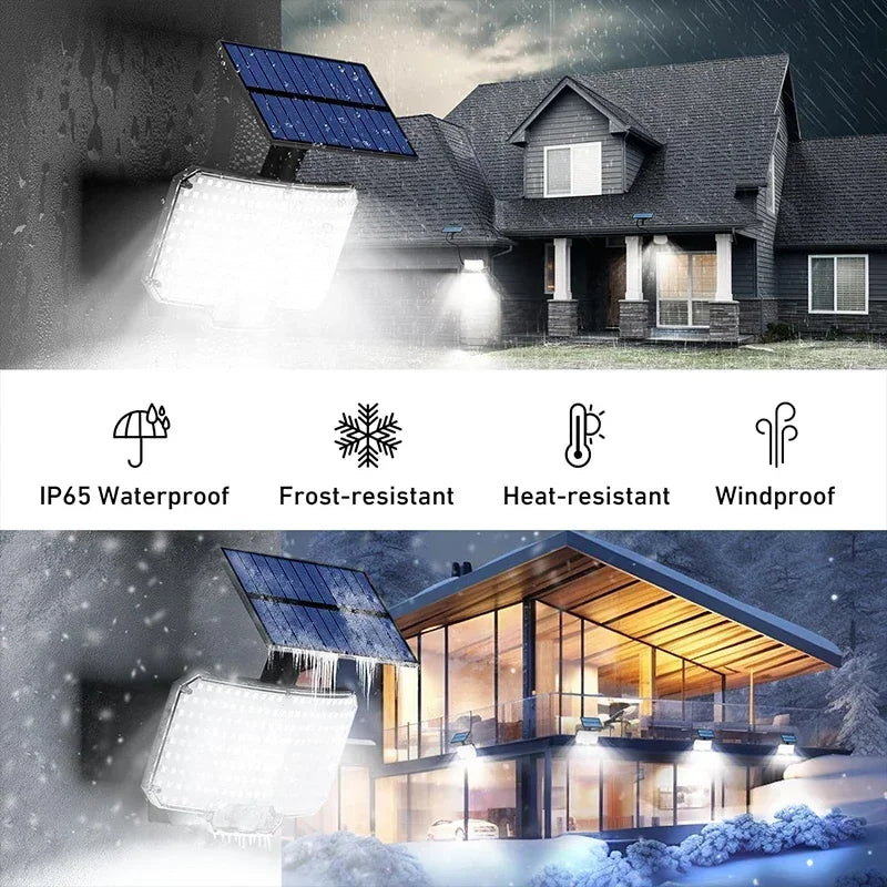 Luvikno | LumaXpert 234 | Solar ute spotlight med bevegelsessensor | 3 lysmoduser og fjernkontroll | IP65 vanntett