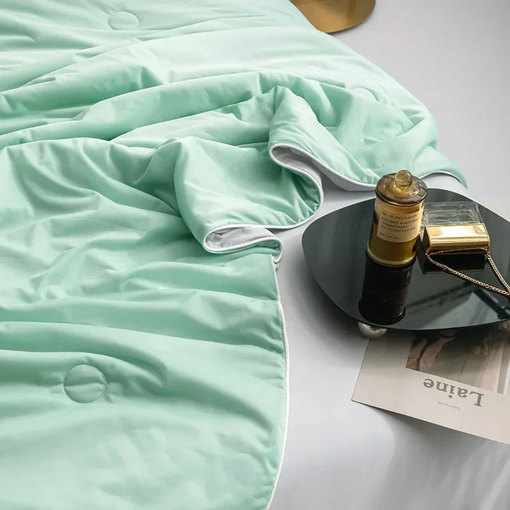 Air Condition Sommer Komforter — Ren Farge Is Silke Kjøleteppe, Lett & Glatt Twin/King Størrelse Quilt | Luvikno