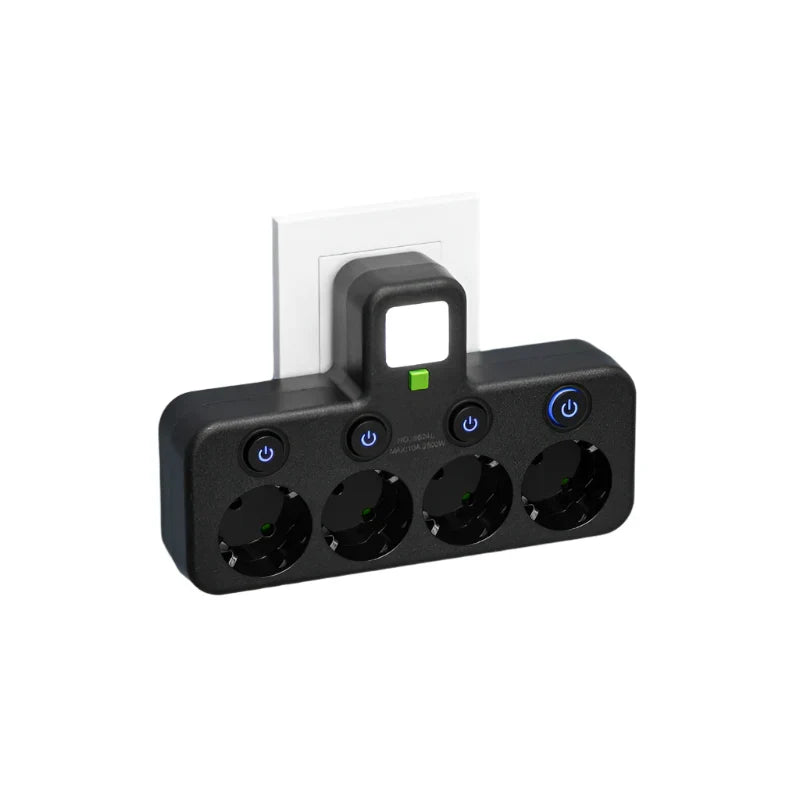 Luvikno | Multi-stikksokkel VOLTRIQ ProLine | 3–4 stikkontakter + 2× USB & 1× Type-C | 2500 W | Overspenningsbeskyttelse & kontrollbryter