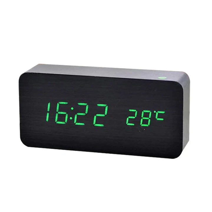 Luvikno | Digital vekkerklokke laget av tre | LED-skjerm | Moderne design | Stille | Miljøvennlig