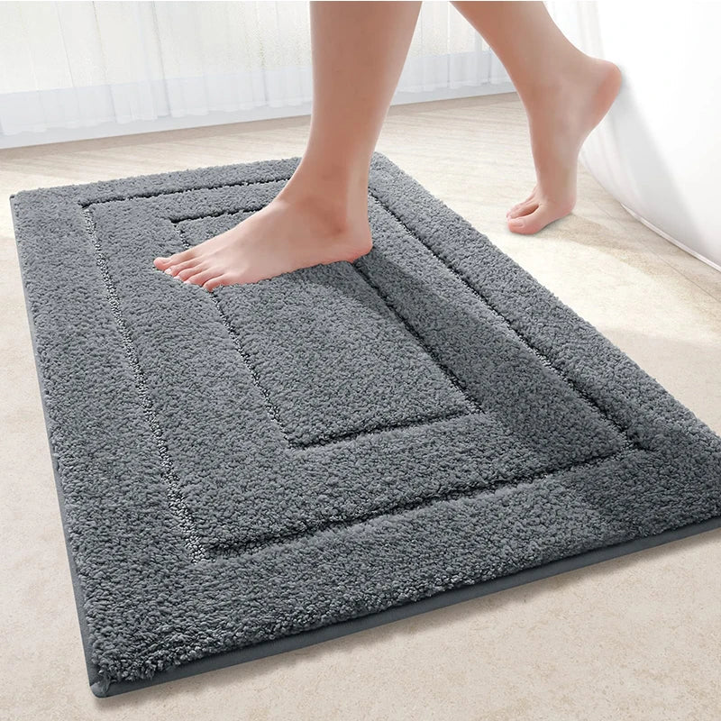 Baderomsmatte Mikrofiber Anti-Sklipp – Dobbeltlag Badmatte | Svært Absorberende & Myk | Komfort Dørmatte | Luvikno