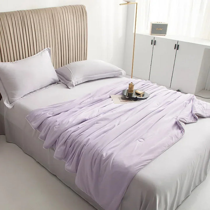 Air Condition Sommer Komforter — Ren Farge Is Silke Kjøleteppe, Lett & Glatt Twin/King Størrelse Quilt | Luvikno