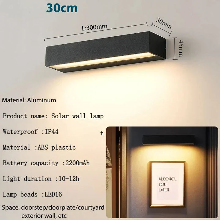 Luvikno | Solcelle Vegglampe Solavella | 16 LED-lamper | Super Lys & Vanntett | For Hage, Balkong & Husvegg | Varm & Kald Hvit