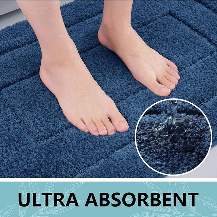 Baderomsmatte Mikrofiber Anti-Sklipp – Dobbeltlag Badmatte | Svært Absorberende & Myk | Komfort Dørmatte | Luvikno