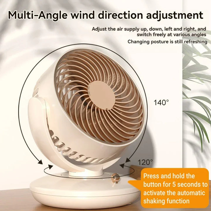 Luvikno | BreezeLoop Bordvifte med 360° Rotasjon | USB Vifte med 3 Hastigheter & Batteri | Stille & Kompakt | For Kontor, Soverom & Hjem