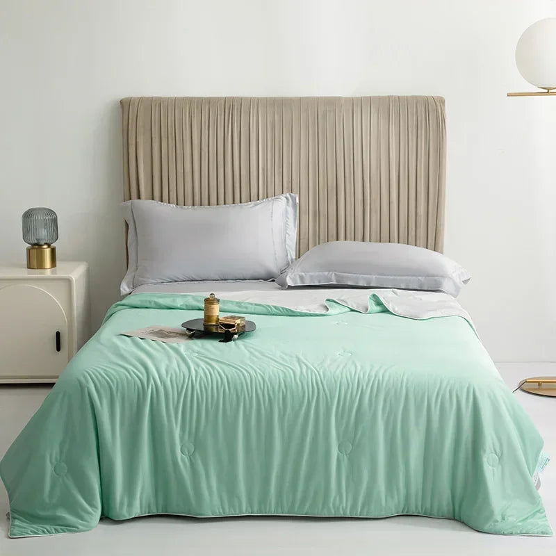 Air Condition Sommer Komforter — Ren Farge Is Silke Kjøleteppe, Lett & Glatt Twin/King Størrelse Quilt | Luvikno