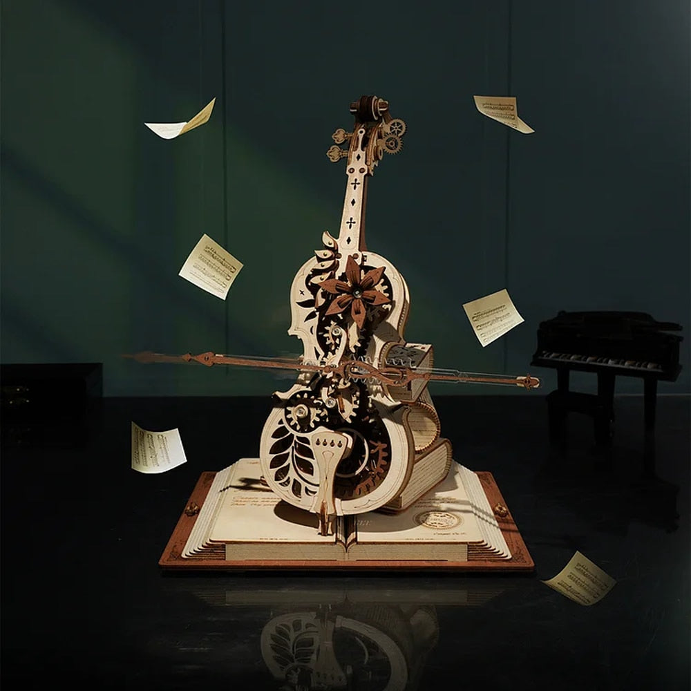3D Magisk Mekanisk Treskulptur Cello Puslespill | Luvikno