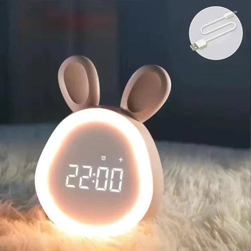 WakkerKonijn – Barneklok med LED-nattlys og leken kanin-design | Luvikno