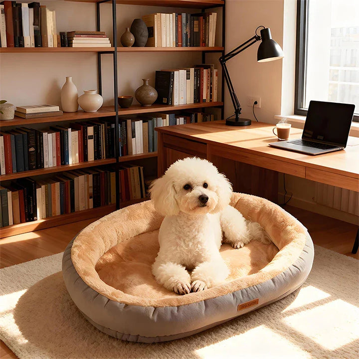 Oval Plush Bed for Dogs & Cats Luvikno