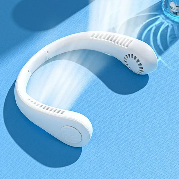 Bærbar Mini Hals Henging Vifte - Luftkjølt, Bærbar USB Vifte for Utendørs Sport, Løping, Reising, Bladfri Design | Luvikno