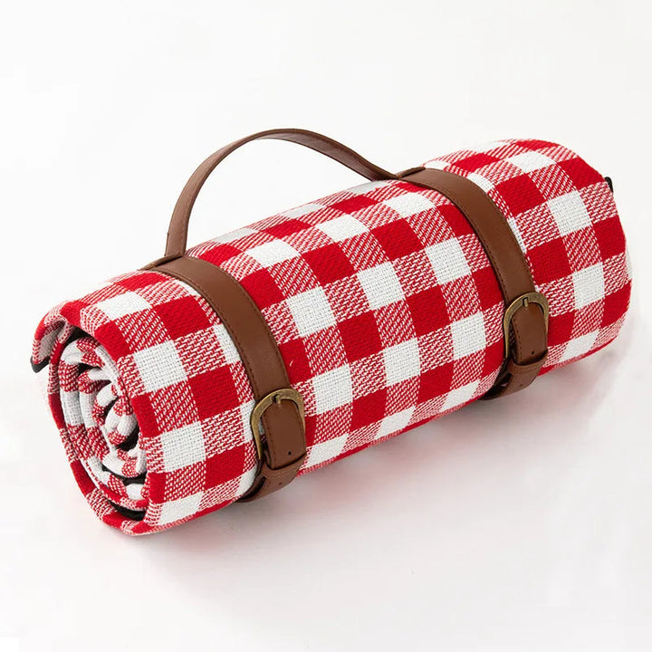 Picnicteppe vannavstøtende med lærbærerem | Luvikno