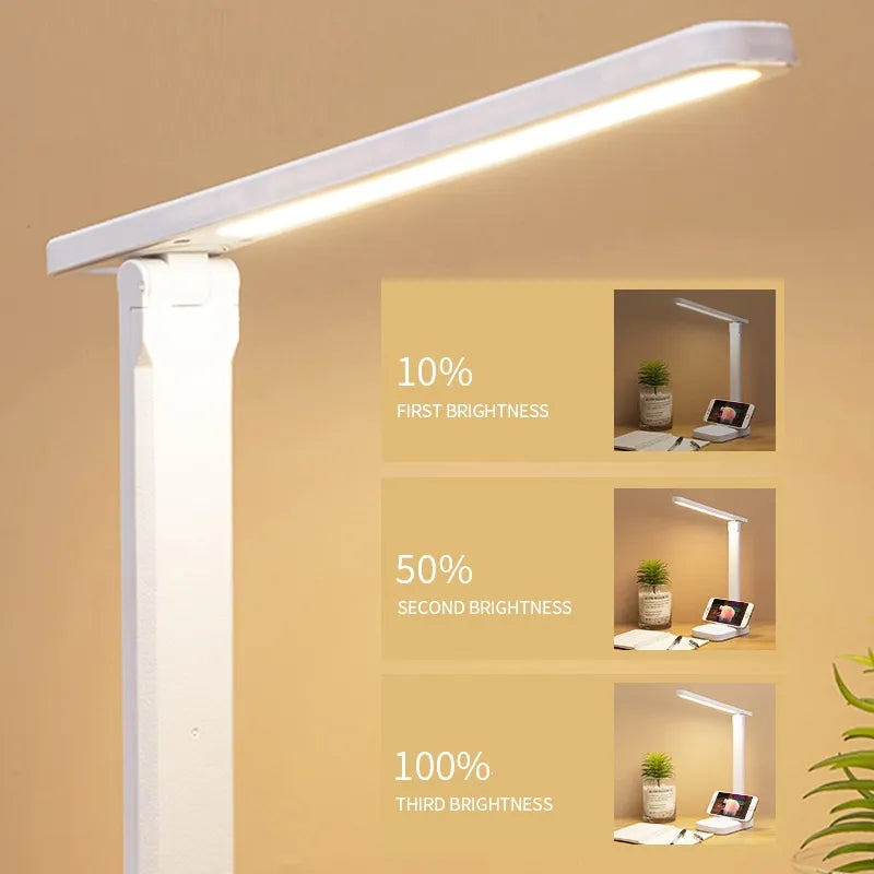 Luvikno | 6000 mAh oppladbar LED skrivebordlampe USB berøring Dimmbar Sammenleggbar Øyervennlig Lese lampe