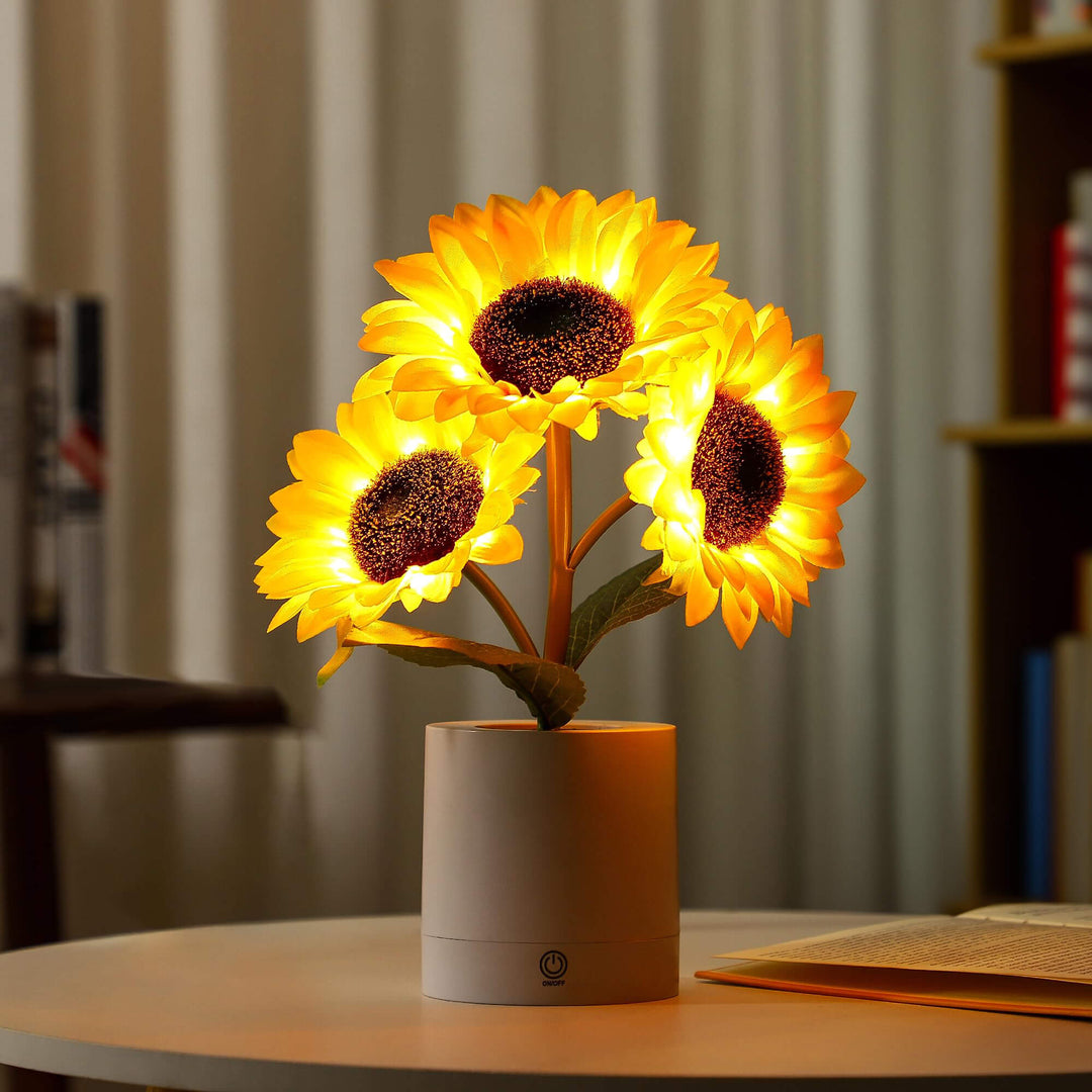 Luvikno | LED Solsikke Bordlampe - Dekorativ Belysningsinnretning for Hjemmedekorasjon & Nattbordbruk