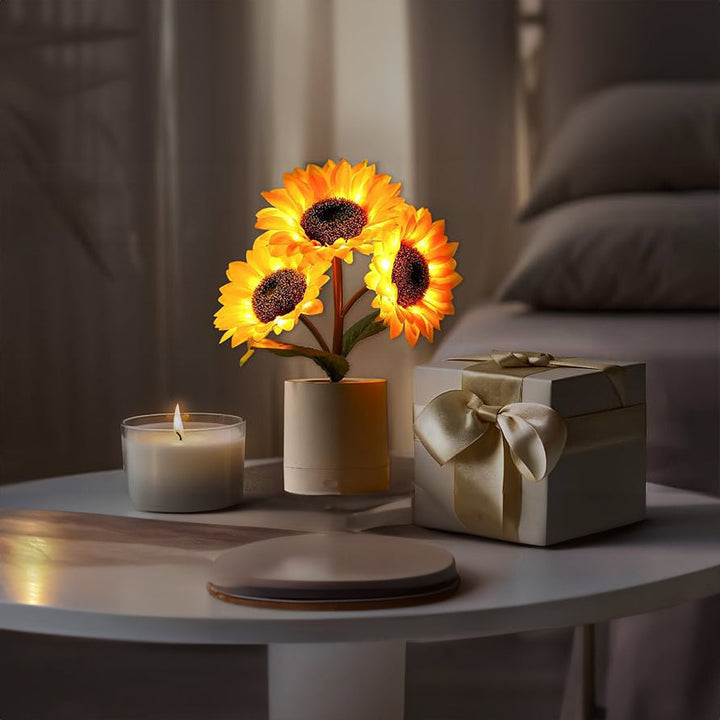 Luvikno | LED Solsikke Bordlampe - Dekorativ Belysningsinnretning for Hjemmedekorasjon & Nattbordbruk
