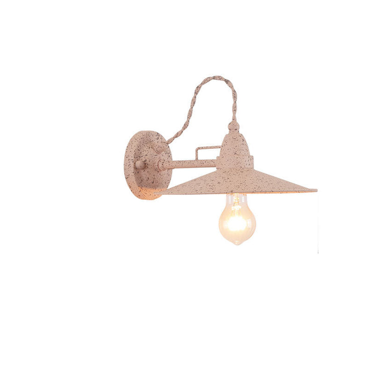 Moderne industriell vanntett metallplate bolle 1-lys vegglampe for utendørs patio | Luvikno