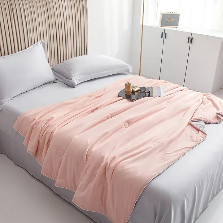 Air Condition Sommer Komforter — Ren Farge Is Silke Kjøleteppe, Lett & Glatt Twin/King Størrelse Quilt | Luvikno
