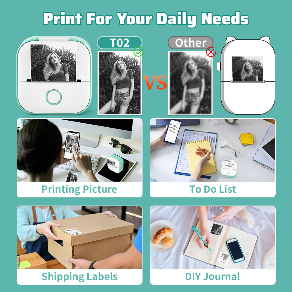 PocketPrint Mini – Bærbar termisk fotoprinter uten ekk | Luvikno