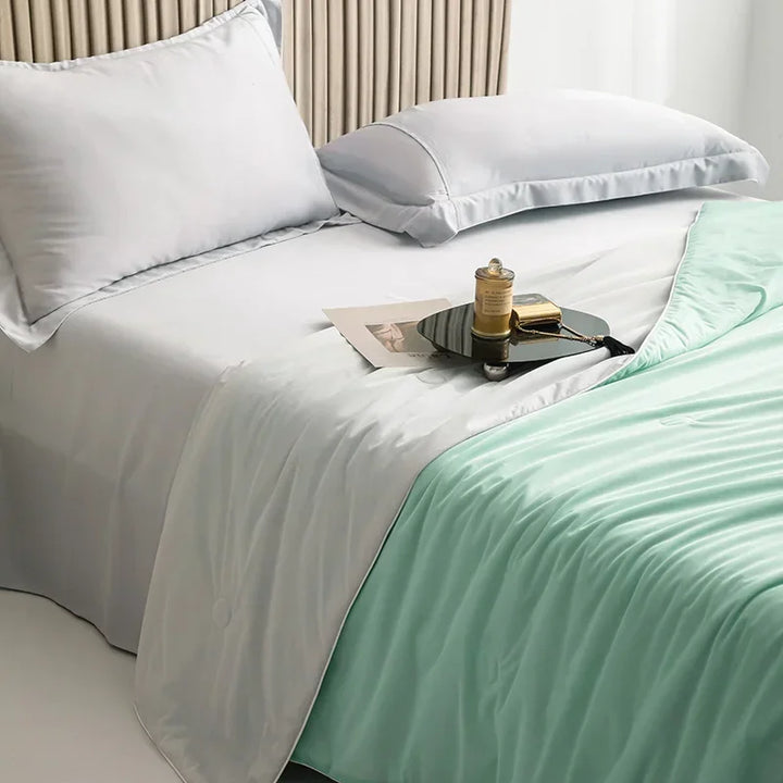 Air Condition Sommer Komforter — Ren Farge Is Silke Kjøleteppe, Lett & Glatt Twin/King Størrelse Quilt | Luvikno