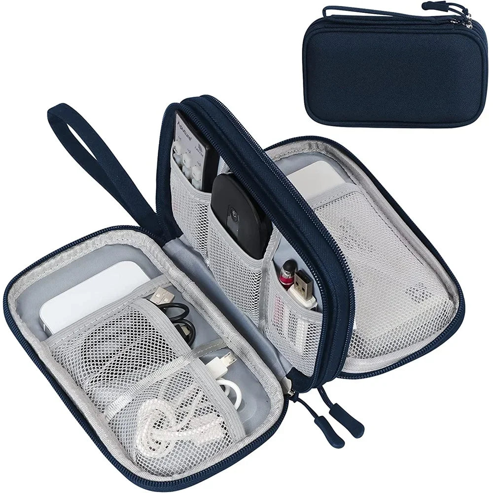 Luvikno | Techviva PackSafe Elektronisk Organizer Bag | 2-lags & vanntett | For kabler, ladere, USB & tilbehør | Kompakt & bærbar